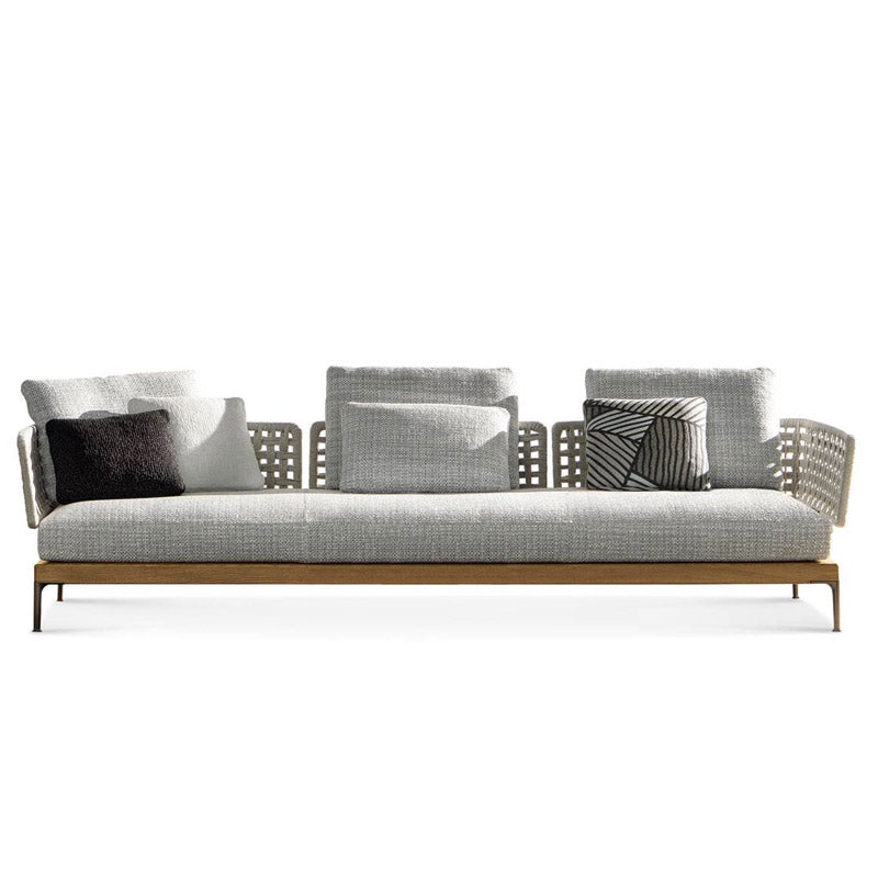 Modern Outdoor Patio Sofa Solid Wood Patio Sofa with Cushions