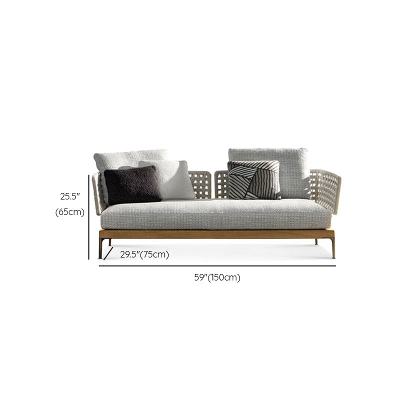 Modern Outdoor Patio Sofa Solid Wood Patio Sofa with Cushions