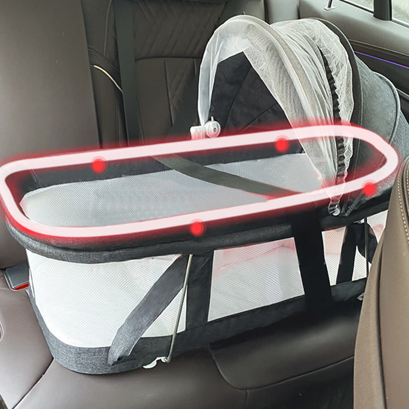 Portable Metal Bassinet Oval Moses Basket with Safety Rails for Newborn