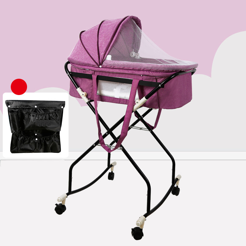 Portable Metal Bassinet Oval Moses Basket with Safety Rails for Newborn