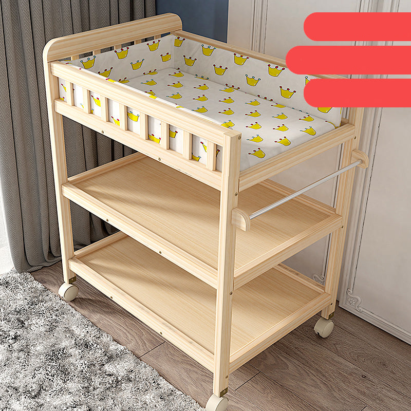 Wooden Shelf Changing Table with Pad and Storage Flat Top Baby Changing Table