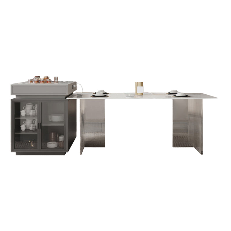 Sintered Stone Dining Table Rectangle Acrylic Base Dinner Table for Dining Room