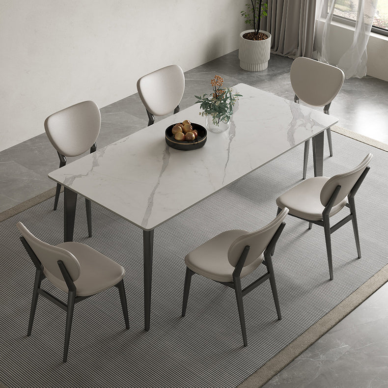 Stainless Steel Frame Dinette Table Stone Top Rectangle Dining Table
