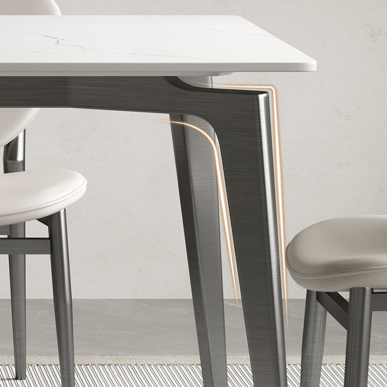 Stainless Steel Frame Dinette Table Stone Top Rectangle Dining Table
