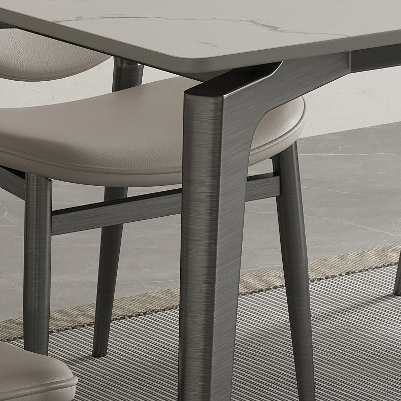 Stainless Steel Frame Dinette Table Stone Top Rectangle Dining Table