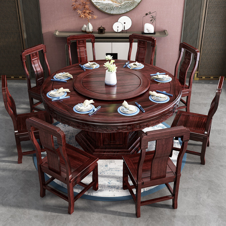 Solid Wood Dining Table Pedestal Round Dinner Table for Dining Room