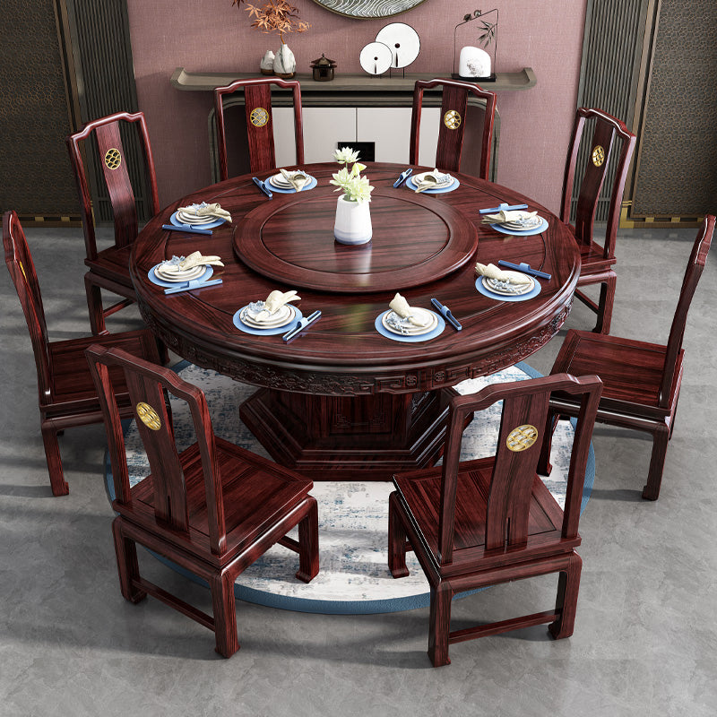 Solid Wood Dining Table Pedestal Round Dinner Table for Dining Room