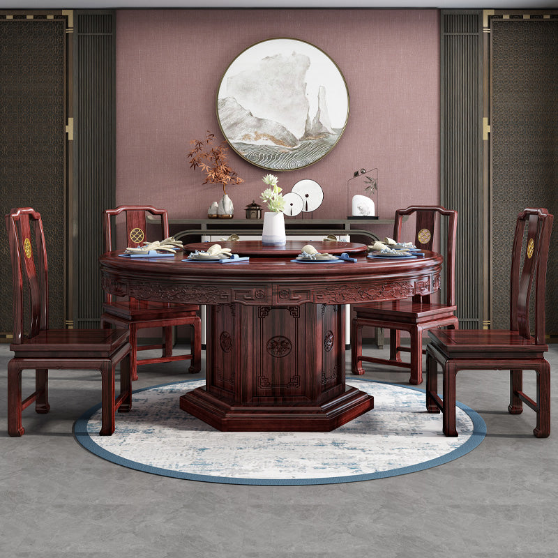 Solid Wood Dining Table Pedestal Round Dinner Table for Dining Room