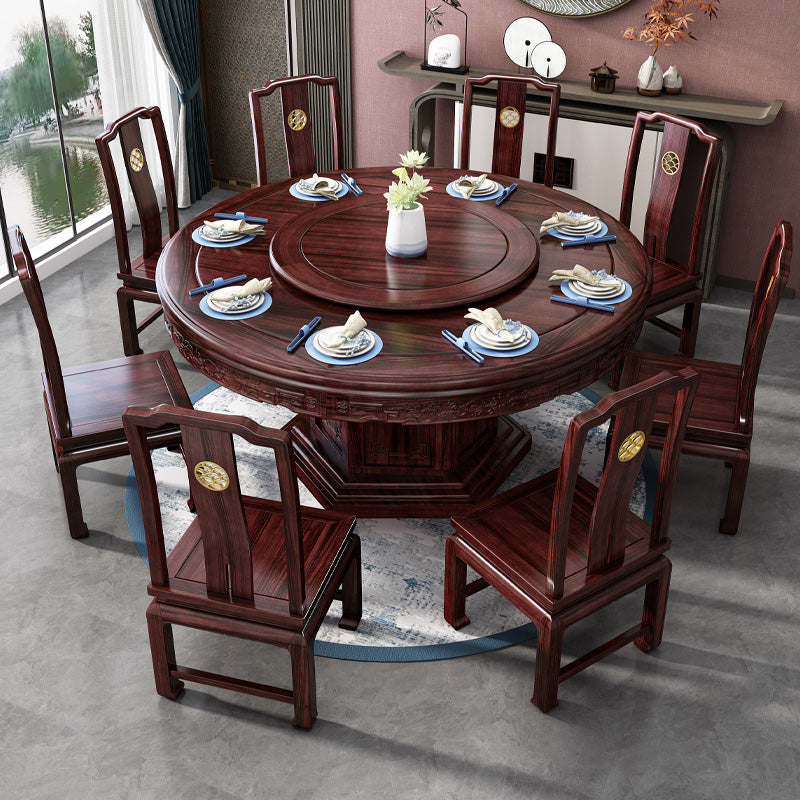 Solid Wood Dining Table Pedestal Round Dinner Table for Dining Room