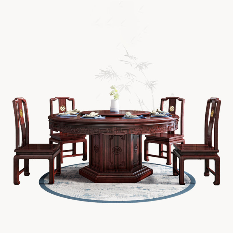 Solid Wood Dining Table Pedestal Round Dinner Table for Dining Room