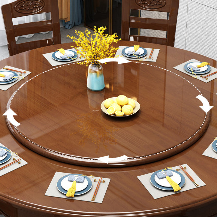 Traditional Dining Table Round Rubberwood Dinner Table for Dining Room