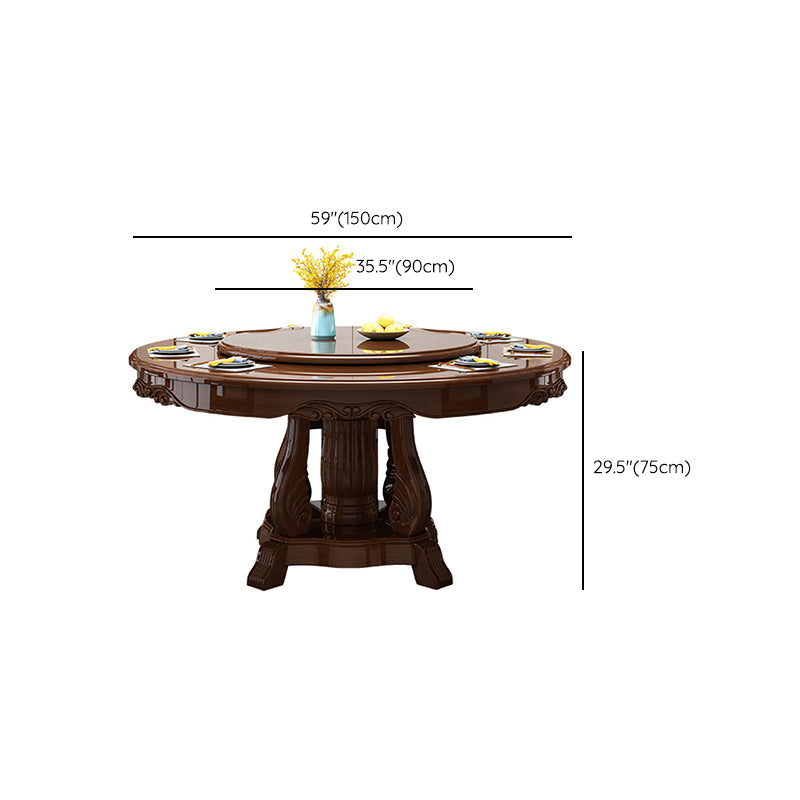 Traditional Dining Table Round Rubberwood Dinner Table for Dining Room