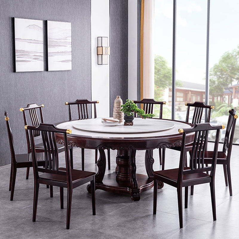 Sintered Stone Dining Table Round Wood Base Dinner Table for Dining Room