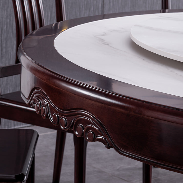 Sintered Stone Dining Table Round Wood Base Dinner Table for Dining Room