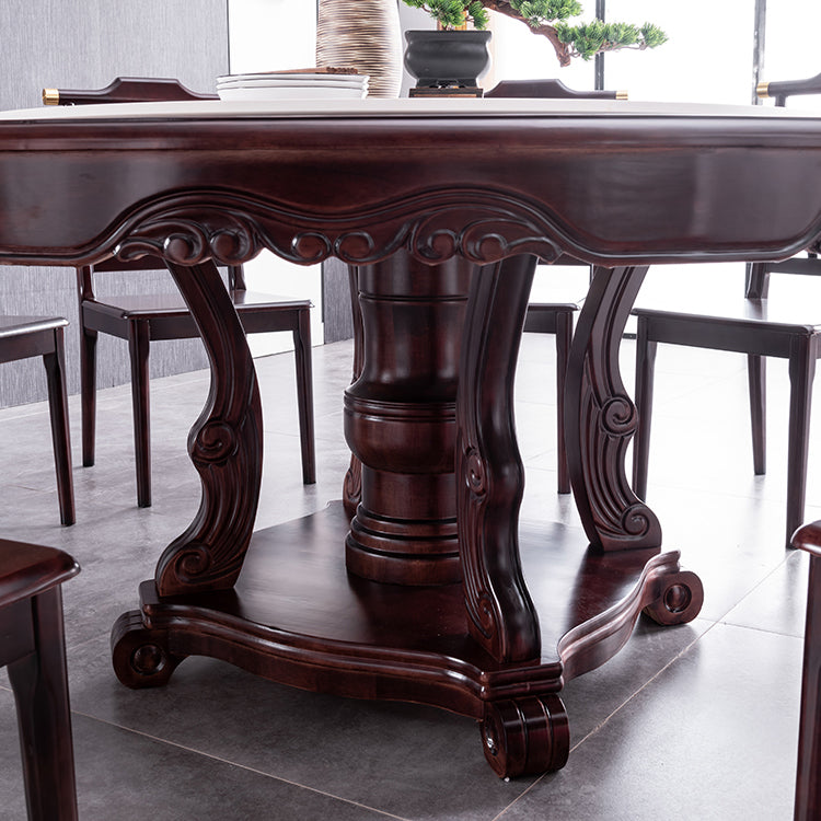 Sintered Stone Dining Table Round Wood Base Dinner Table for Dining Room