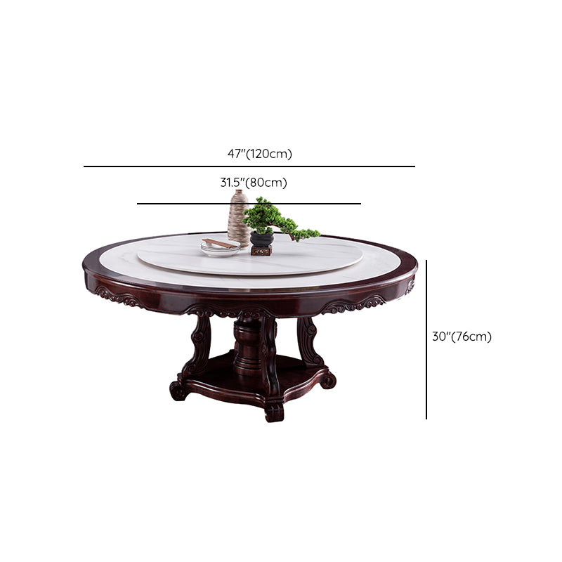 Sintered Stone Dining Table Round Wood Base Dinner Table for Dining Room