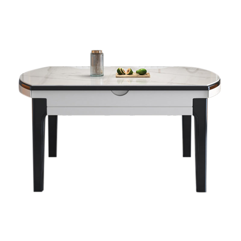 Modern Round Dining Table Sintered Stone Drop Leaf Dinner Table for Dining Room