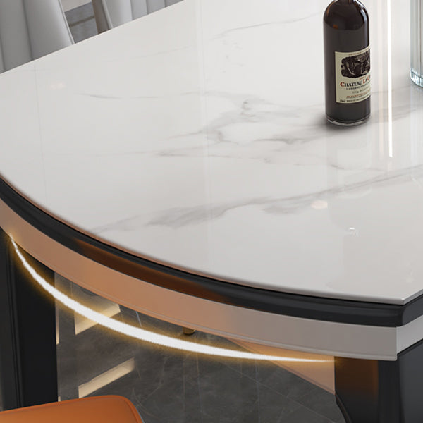 Modern Round Dining Table Sintered Stone Drop Leaf Dinner Table for Dining Room