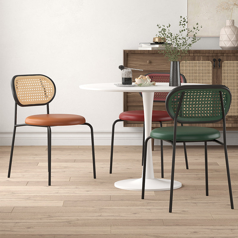 Industrial Upholstered Side Chair Open Back Armless Chair for Dining Room