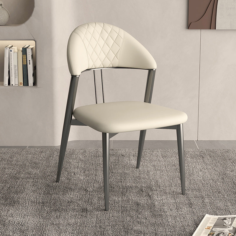 Faux Leather Dining Chairs Nordic Style Open Back Armless Chair for Dining Room