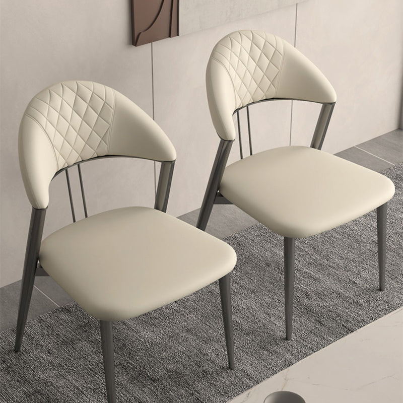 Faux Leather Dining Chairs Nordic Style Open Back Armless Chair for Dining Room