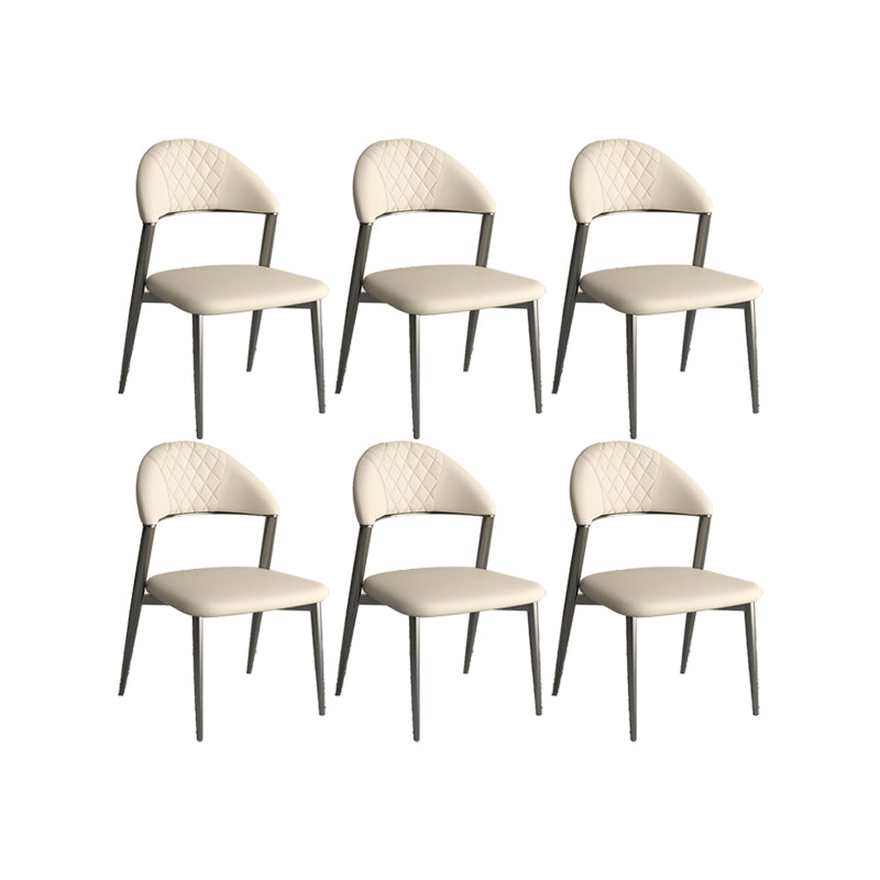 Faux Leather Dining Chairs Nordic Style Open Back Armless Chair for Dining Room