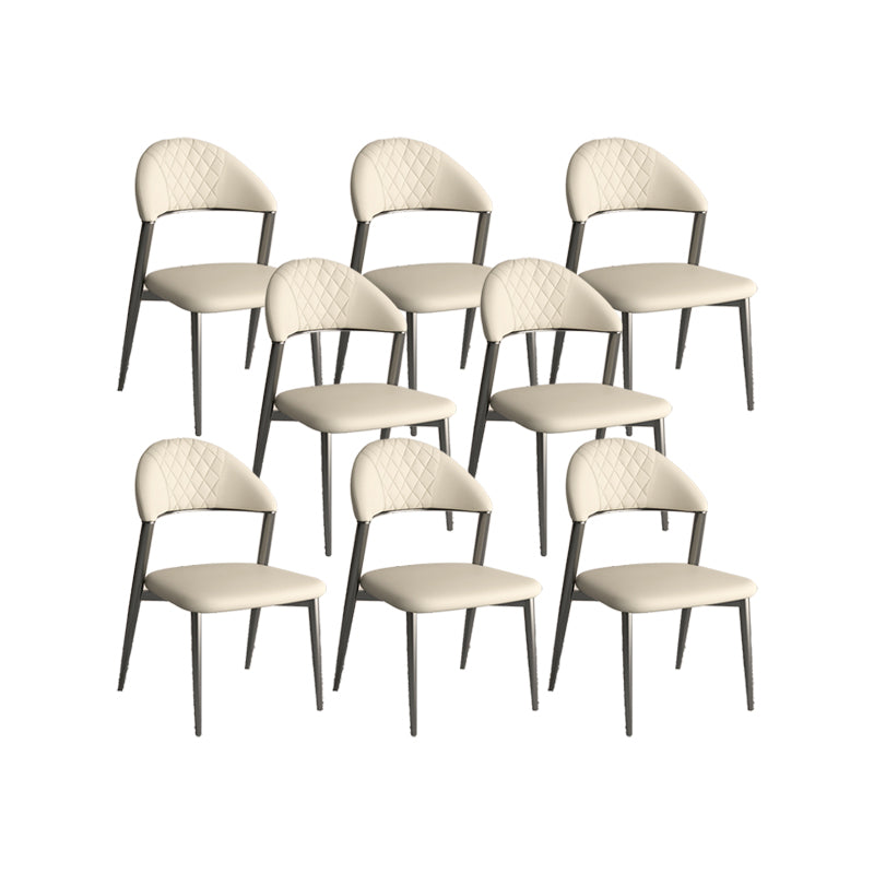 Faux Leather Dining Chairs Nordic Style Open Back Armless Chair for Dining Room