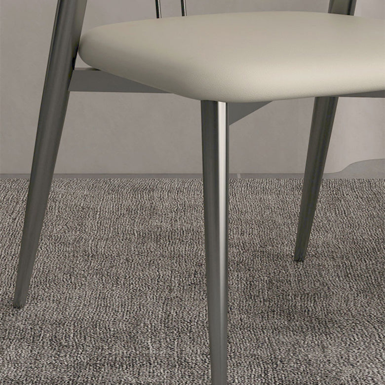 Faux Leather Dining Chairs Nordic Style Open Back Armless Chair for Dining Room