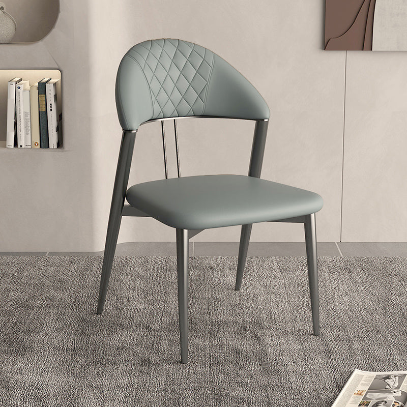 Faux Leather Dining Chairs Nordic Style Open Back Armless Chair for Dining Room