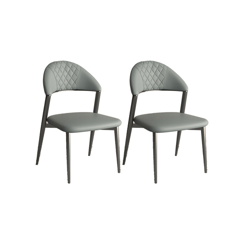 Faux Leather Dining Chairs Nordic Style Open Back Armless Chair for Dining Room
