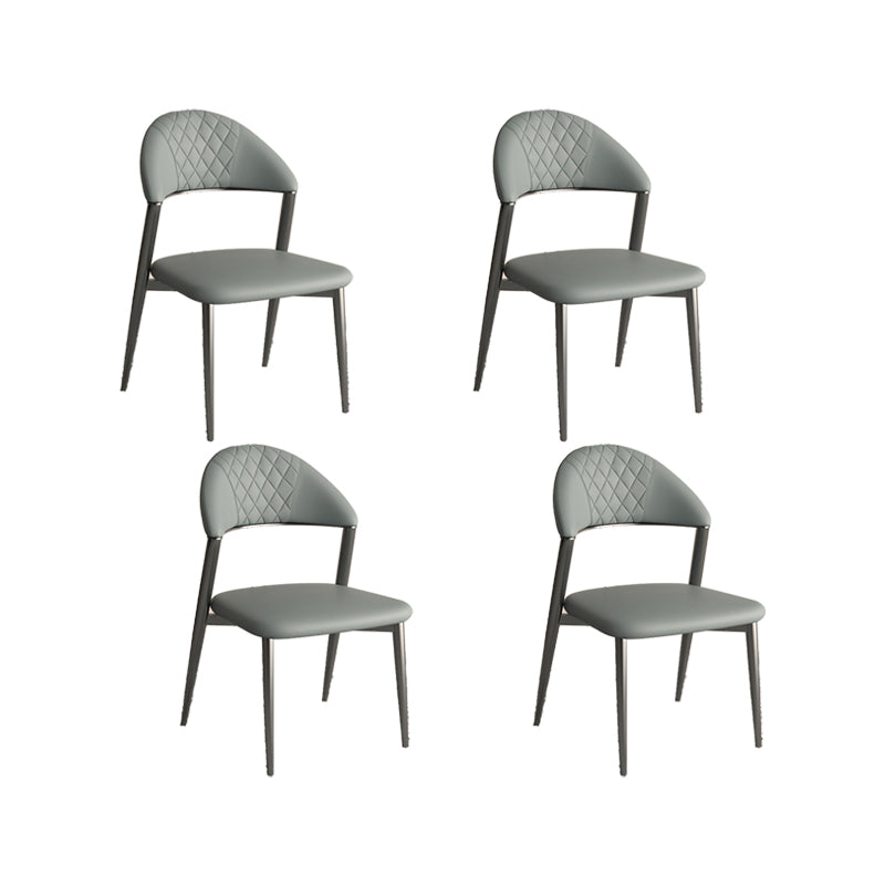 Faux Leather Dining Chairs Nordic Style Open Back Armless Chair for Dining Room