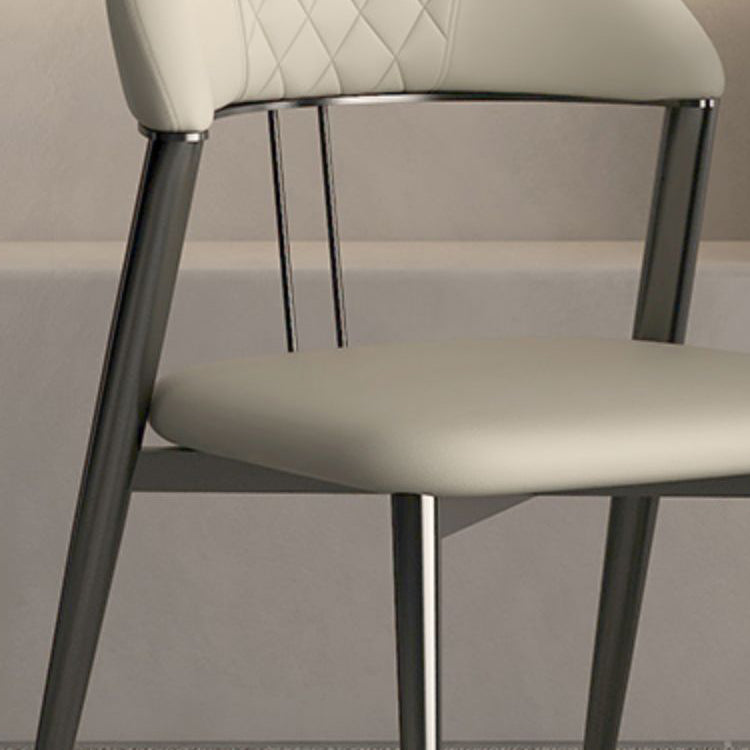 Faux Leather Dining Chairs Nordic Style Open Back Armless Chair for Dining Room