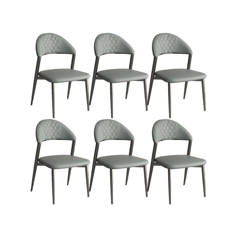 Faux Leather Dining Chairs Nordic Style Open Back Armless Chair for Dining Room