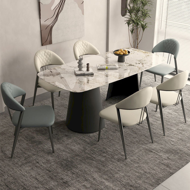 Faux Leather Dining Chairs Nordic Style Open Back Armless Chair for Dining Room