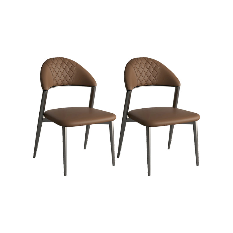 Faux Leather Dining Chairs Nordic Style Open Back Armless Chair for Dining Room