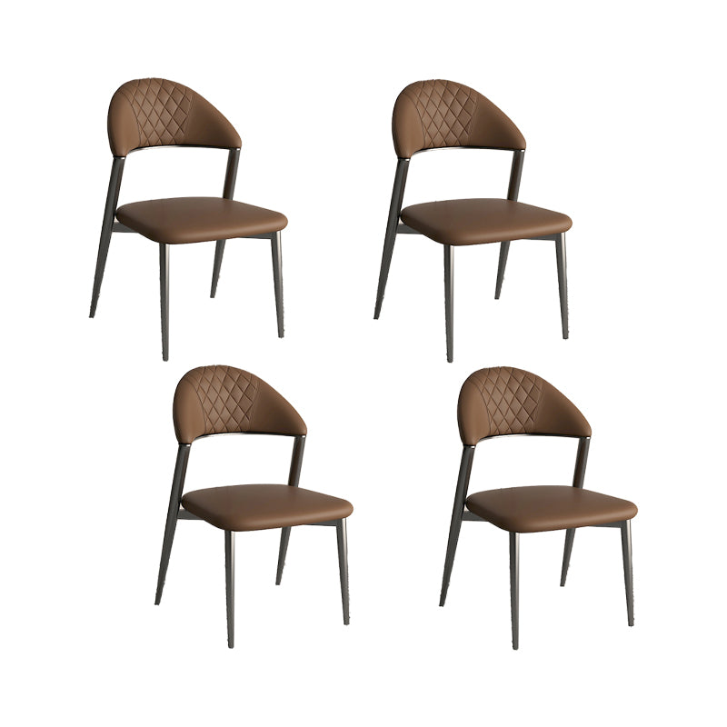 Faux Leather Dining Chairs Nordic Style Open Back Armless Chair for Dining Room