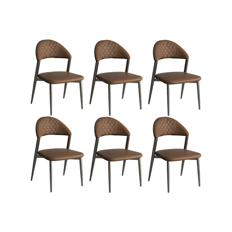 Faux Leather Dining Chairs Nordic Style Open Back Armless Chair for Dining Room