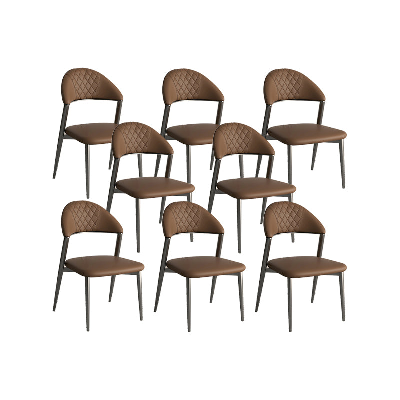 Faux Leather Dining Chairs Nordic Style Open Back Armless Chair for Dining Room