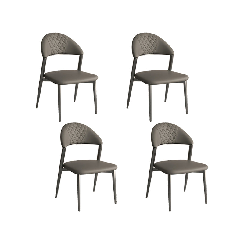 Faux Leather Dining Chairs Nordic Style Open Back Armless Chair for Dining Room
