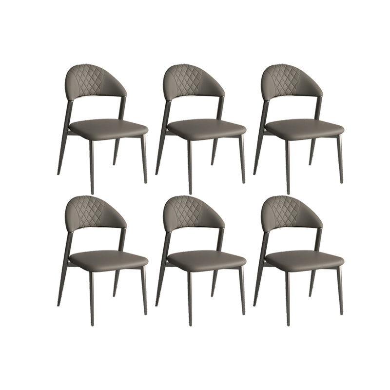 Faux Leather Dining Chairs Nordic Style Open Back Armless Chair for Dining Room