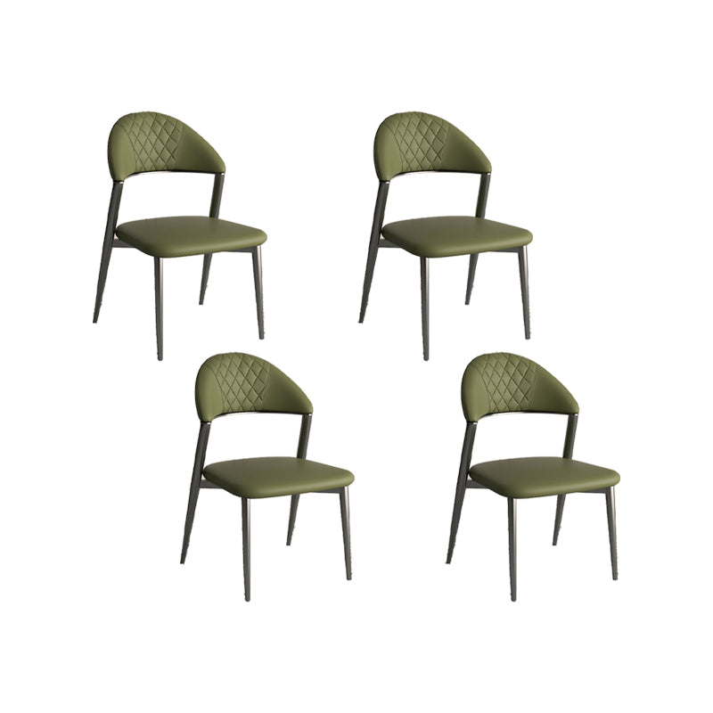 Faux Leather Dining Chairs Nordic Style Open Back Armless Chair for Dining Room