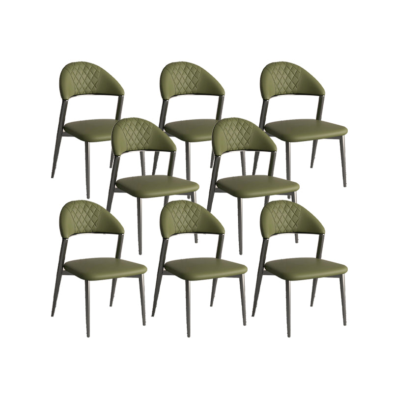 Faux Leather Dining Chairs Nordic Style Open Back Armless Chair for Dining Room