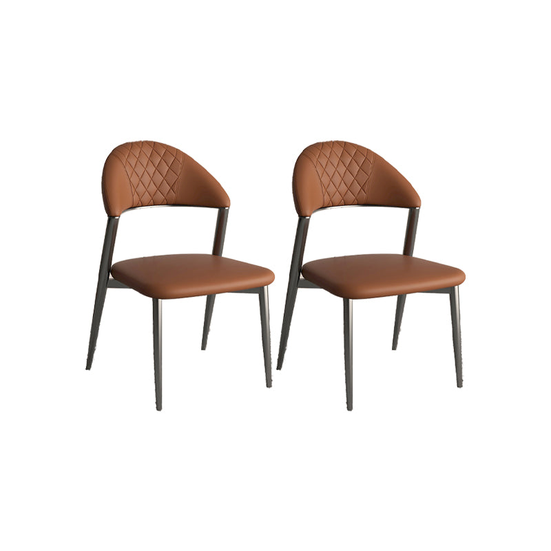 Faux Leather Dining Chairs Nordic Style Open Back Armless Chair for Dining Room