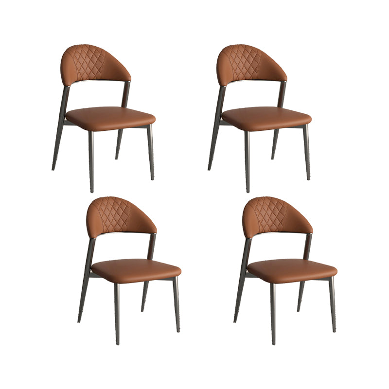 Faux Leather Dining Chairs Nordic Style Open Back Armless Chair for Dining Room