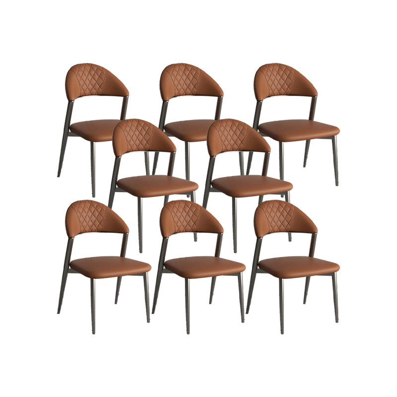 Faux Leather Dining Chairs Nordic Style Open Back Armless Chair for Dining Room