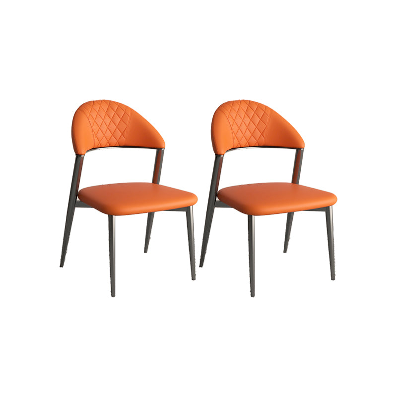 Faux Leather Dining Chairs Nordic Style Open Back Armless Chair for Dining Room