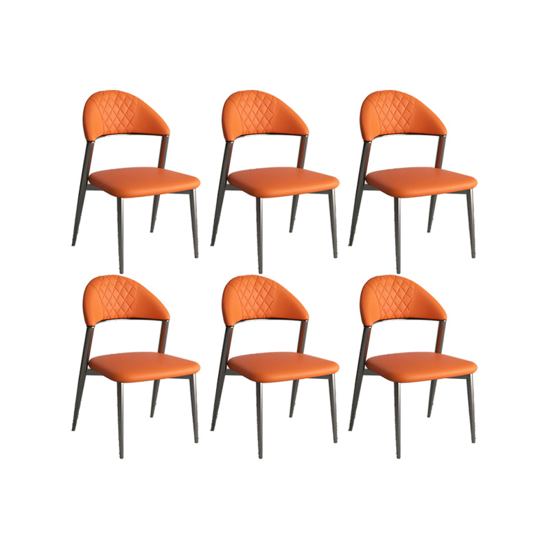 Faux Leather Dining Chairs Nordic Style Open Back Armless Chair for Dining Room