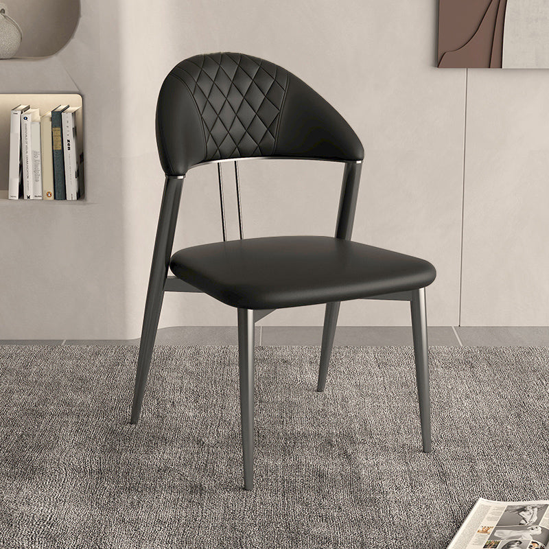 Faux Leather Dining Chairs Nordic Style Open Back Armless Chair for Dining Room