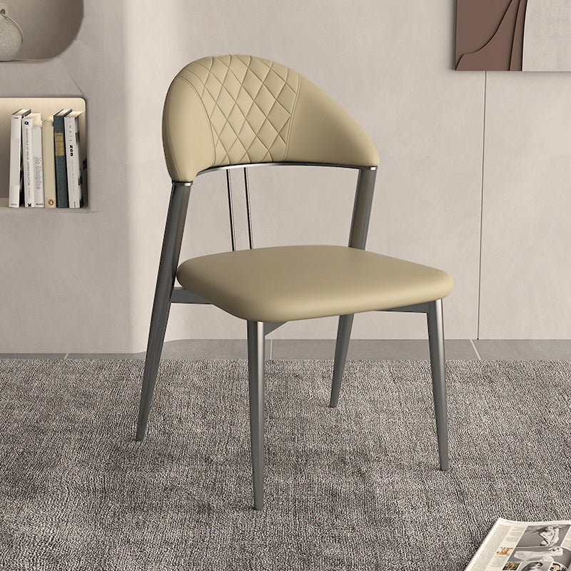 Faux Leather Dining Chairs Nordic Style Open Back Armless Chair for Dining Room