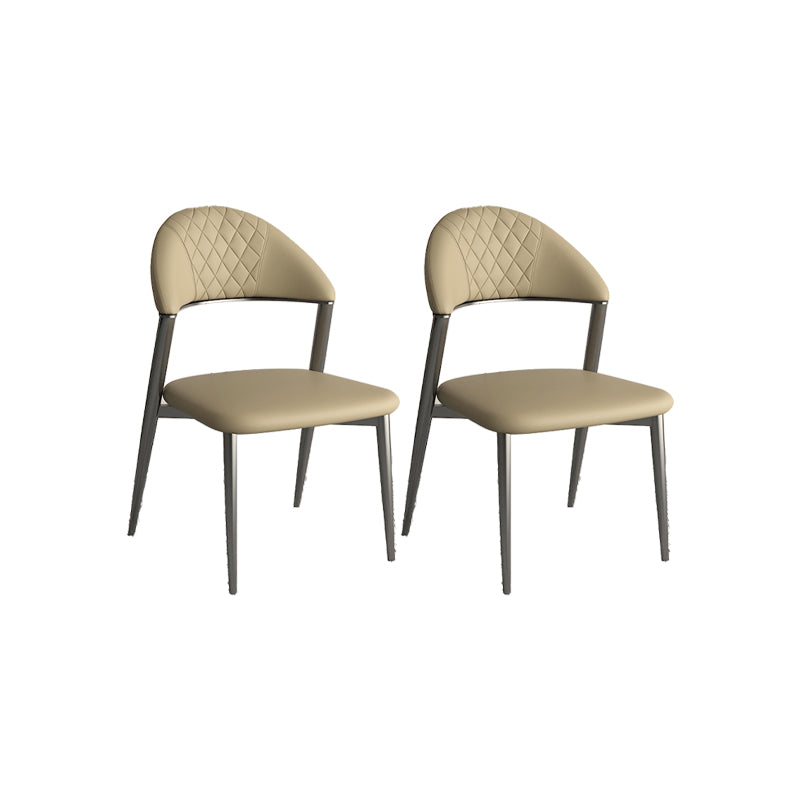 Faux Leather Dining Chairs Nordic Style Open Back Armless Chair for Dining Room